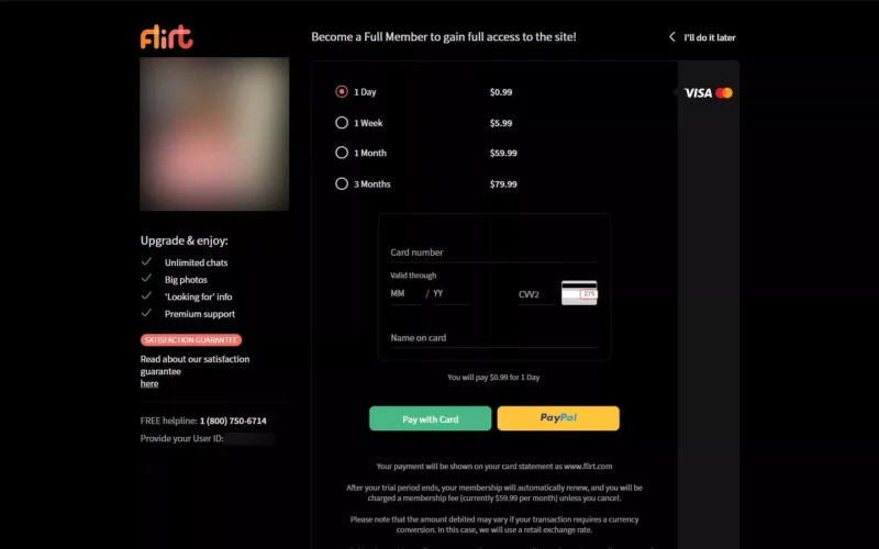 Review Flirt.com costs
