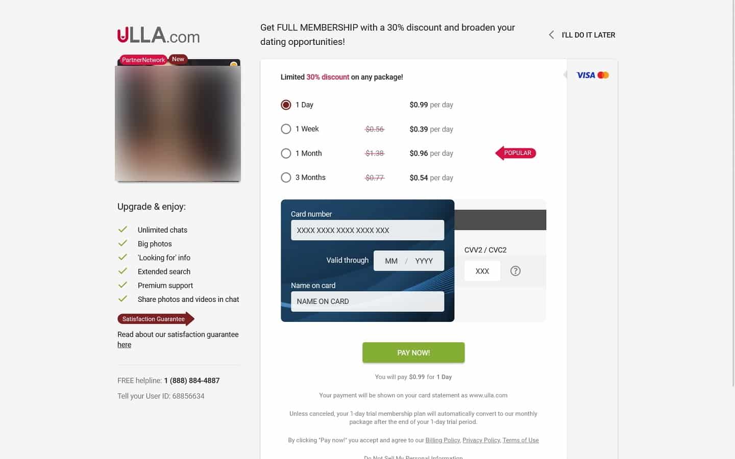 Review Ulla.com payment
