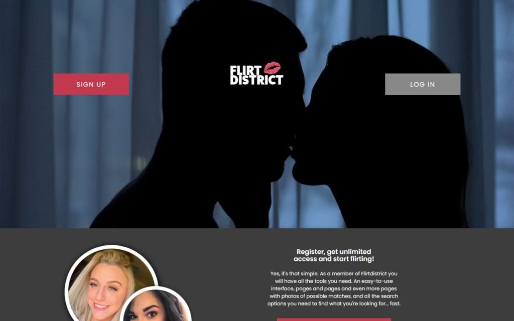 Review FlirtDistrict.com landing page