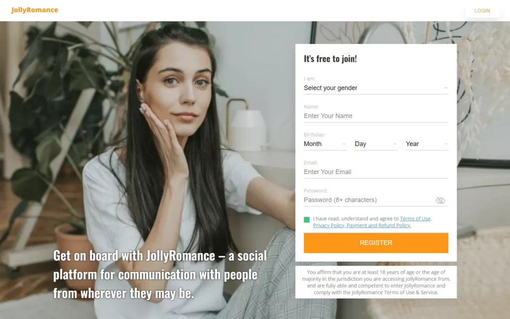 Review JollyRomance.com landing page