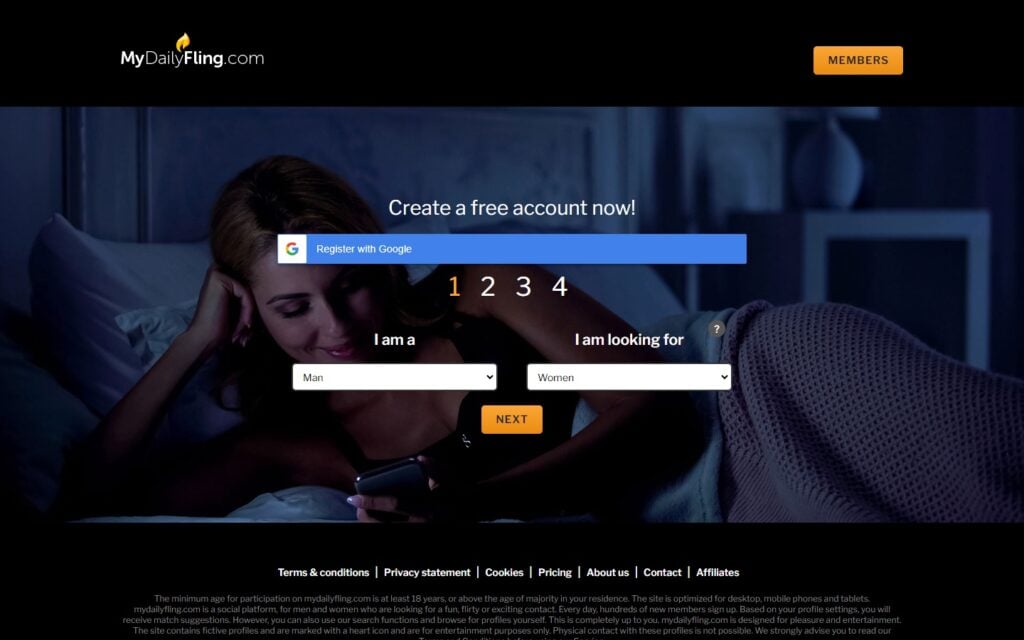 Review MyDailyFling.com landing page