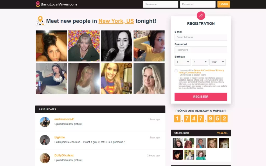 Review BangLocalWives.com landing page