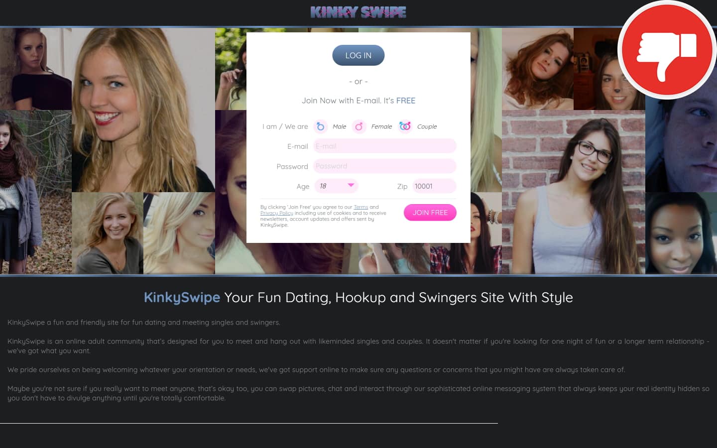 Review KinkySwipe.com scam experience