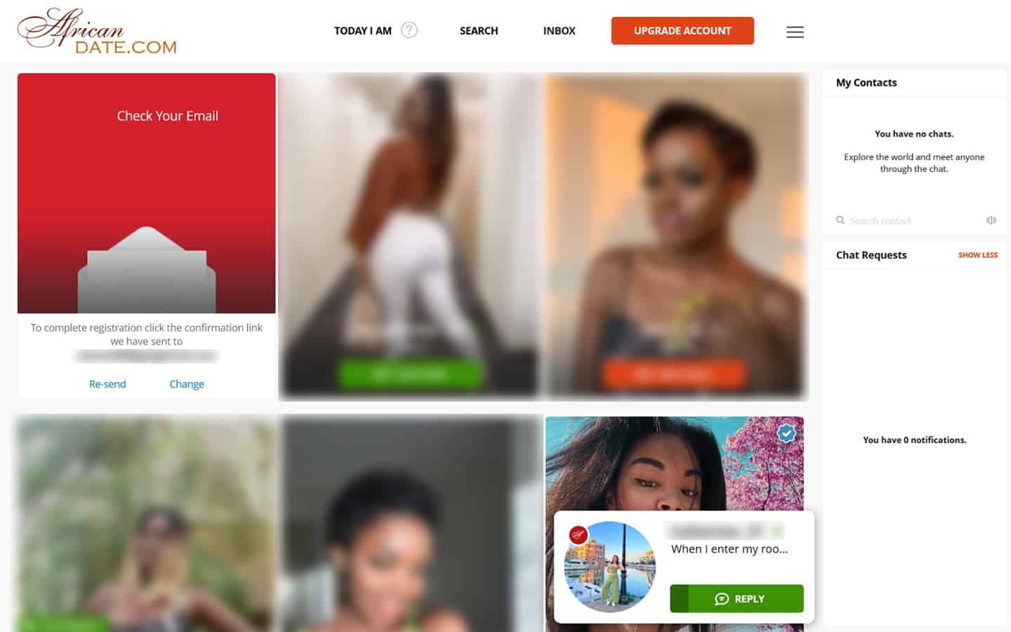 Review AfricanDate.com member area