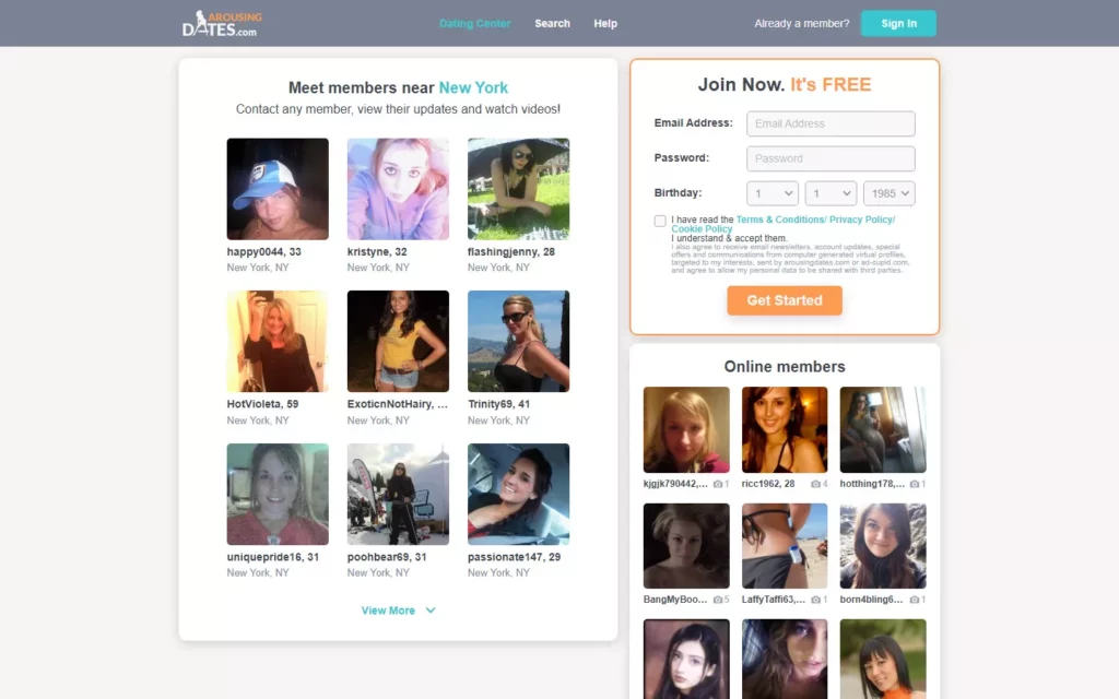 Review ArousingDates.com landing page