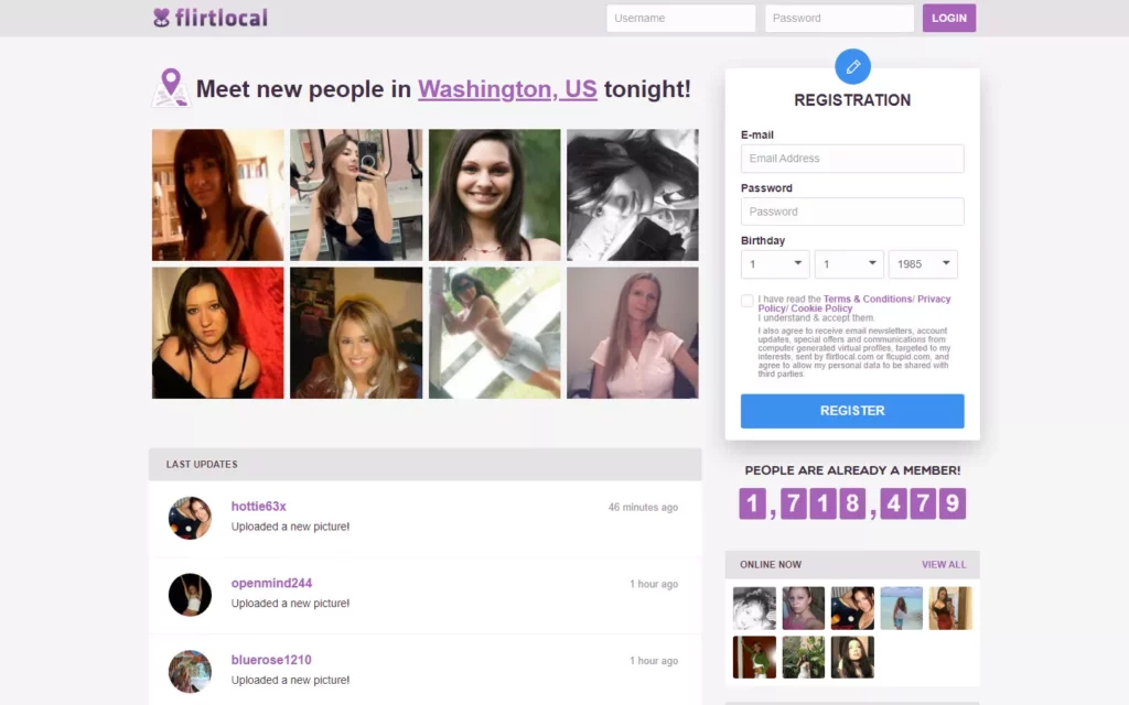 Review FlirtLocal.com landing page