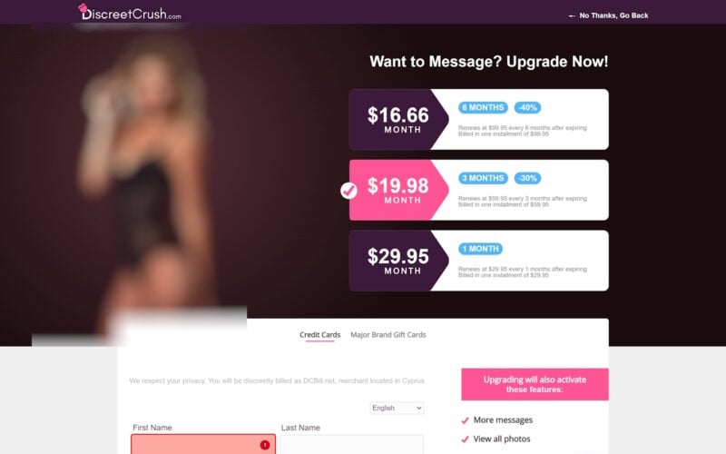 DiscreetCrush.com payment