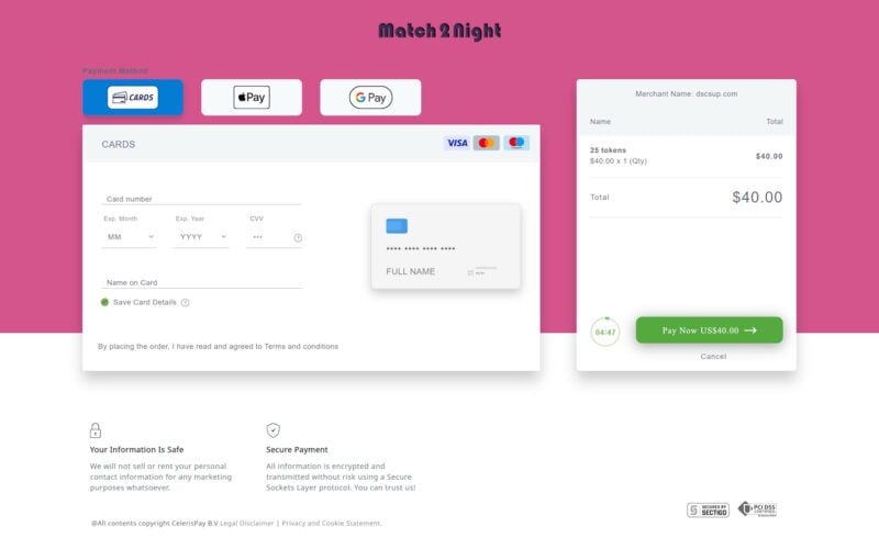 Match2Night payment