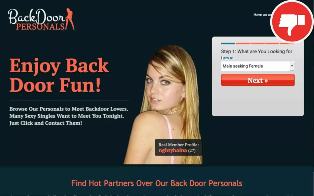 Review BackDoorPersonals.com scam