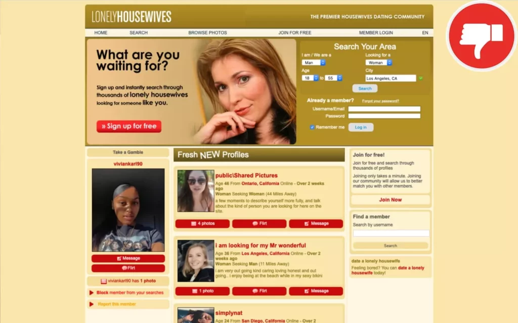 Review LonelyHousewives.com scam