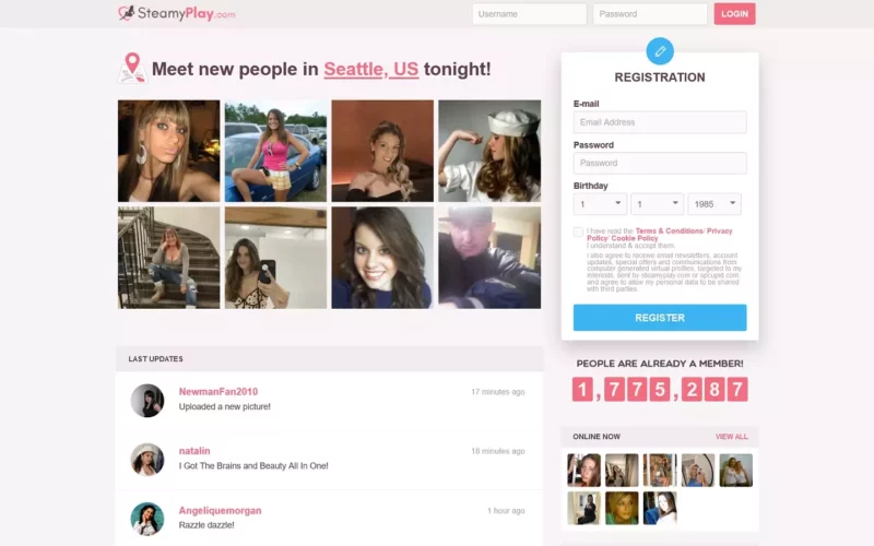 Review SteamyPlay.com landing page