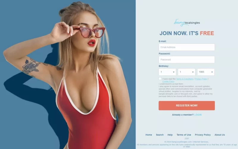 Review BangLocalSingles.com landing page