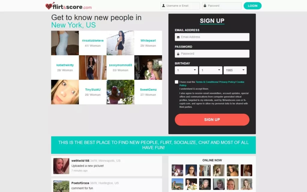 Review FlirtAndScore.com landing page