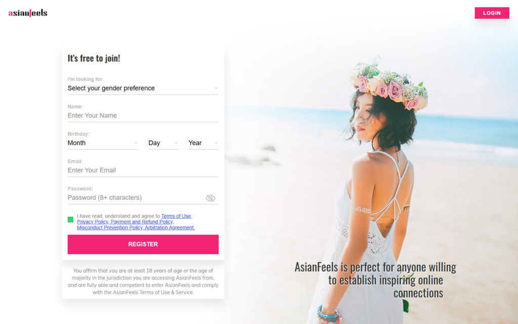 Review AsianFeels.com landing page