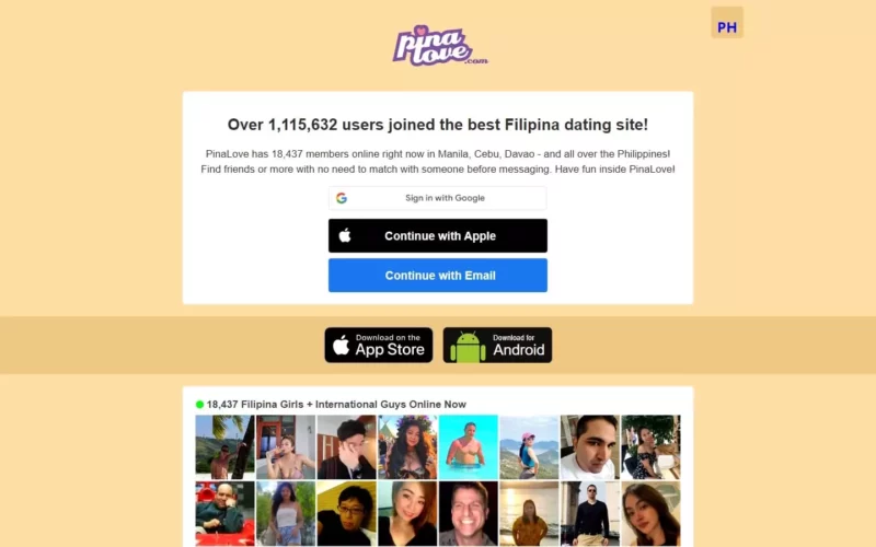 Review PinaLove.com landing page