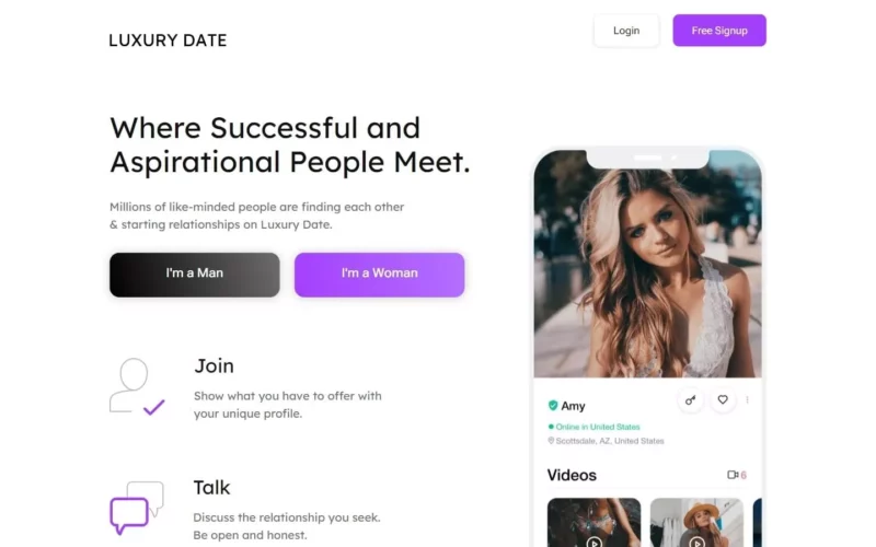 Review LuxuryDate.com landing page