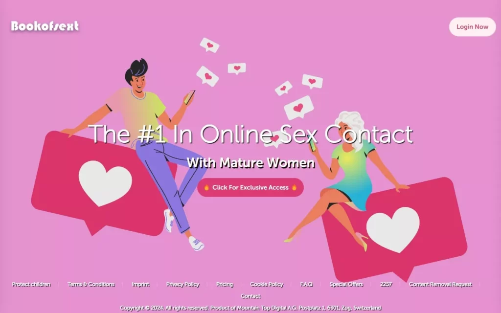 Review BookOfSext.com landing page