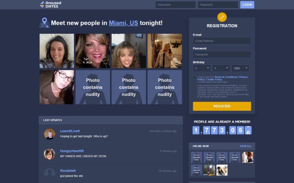 Review ArousedDates.com landing page