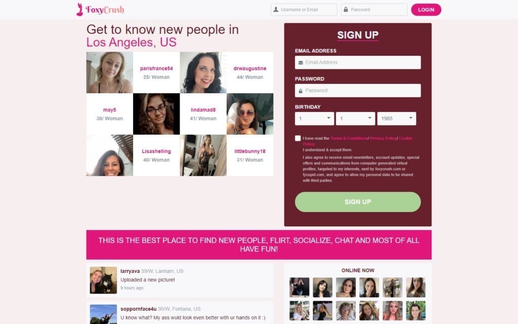Review FoxyCrush.com landing page