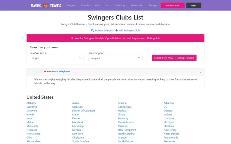 Review SwingTowns.com club feature