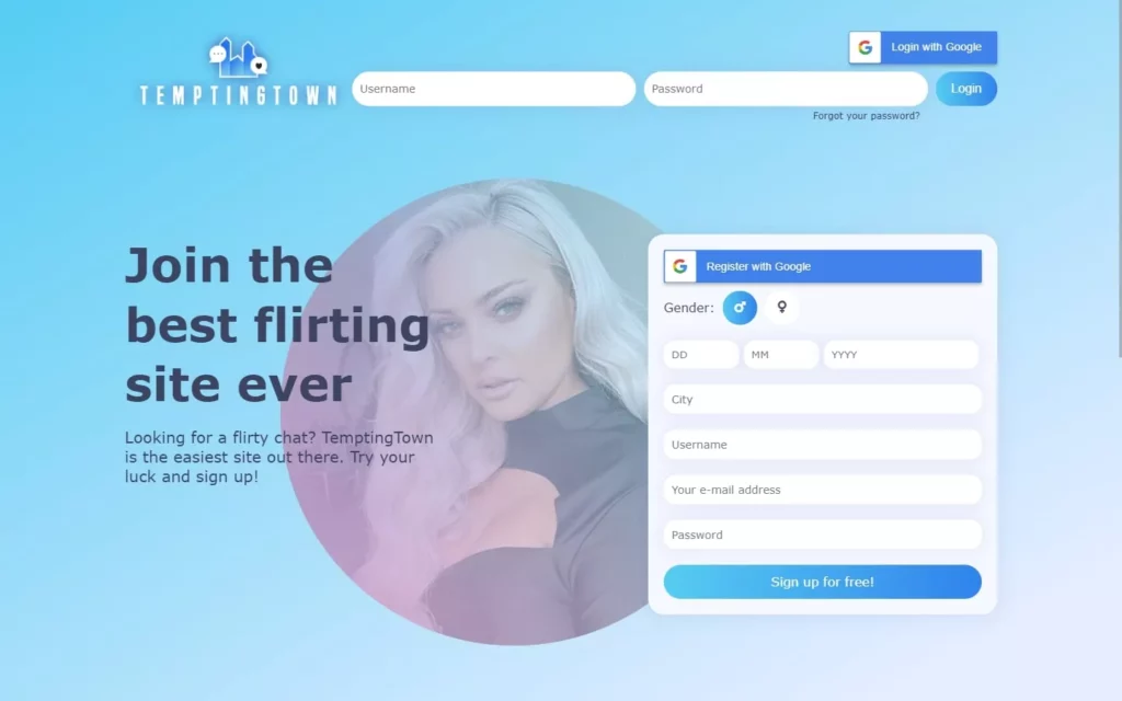 Review TemptingTown.com landing page