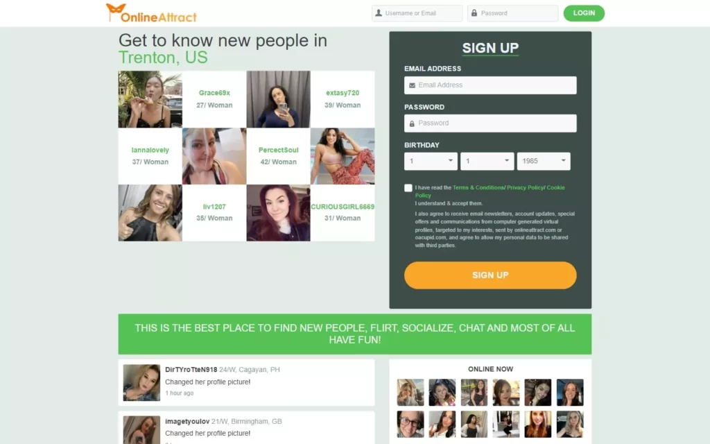 Review OnlineAttract.com landing page
