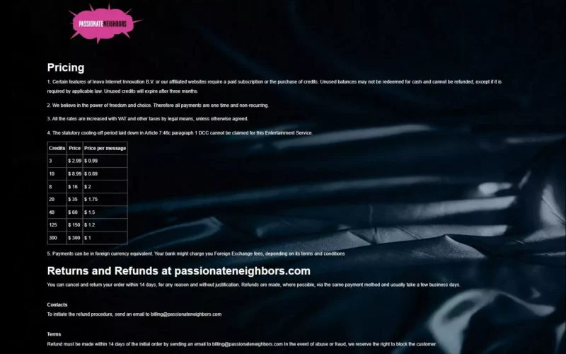 Review PassionateNeighbors.com costs