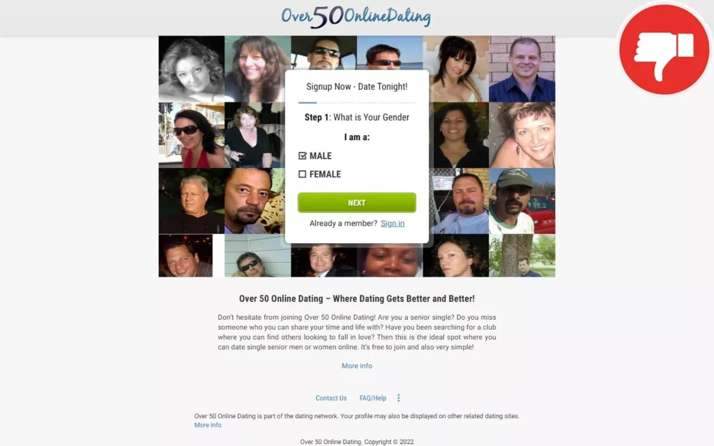 Review Over50OnlineDating.com scam
