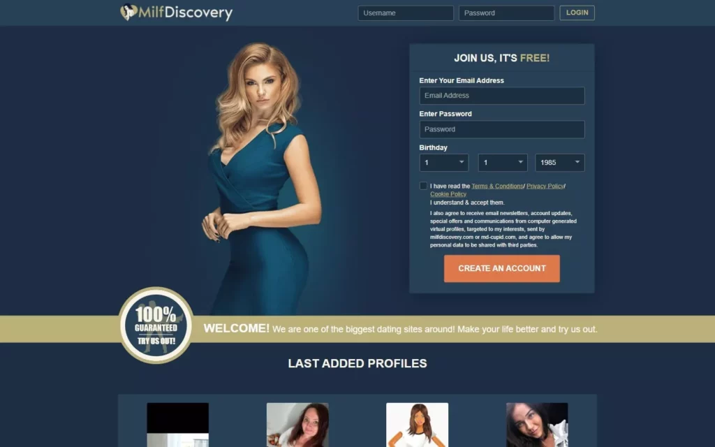Review MilfDiscovery.com landing page