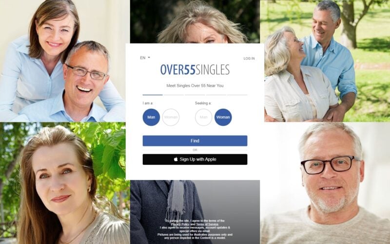 Review Over55.singles landing page