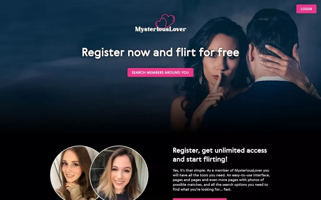 MysteriousLover.com landing