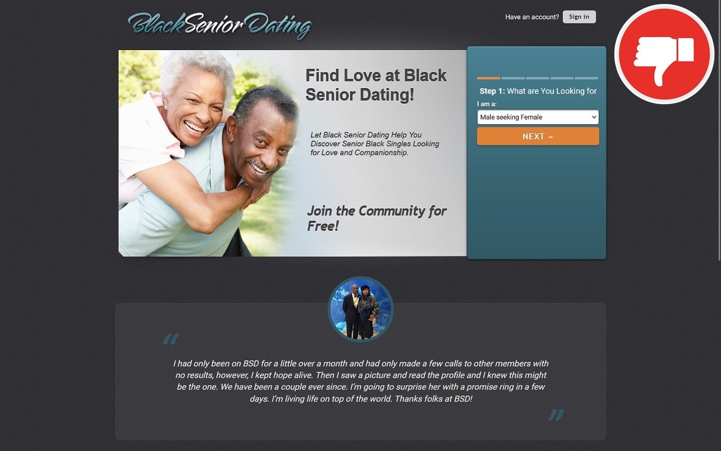 Review BlackSeniorDating.net scam experience