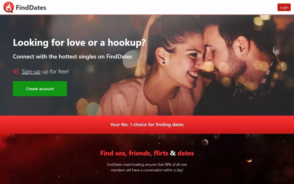 Review FindDates.net landing page