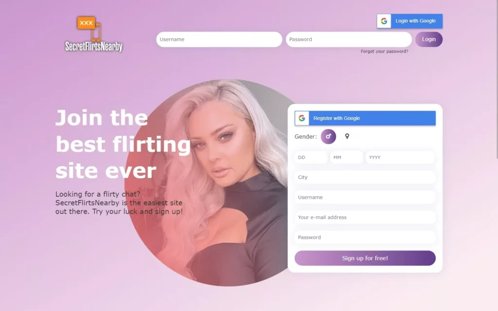 Review SecretFlirtsNearby.com landing page