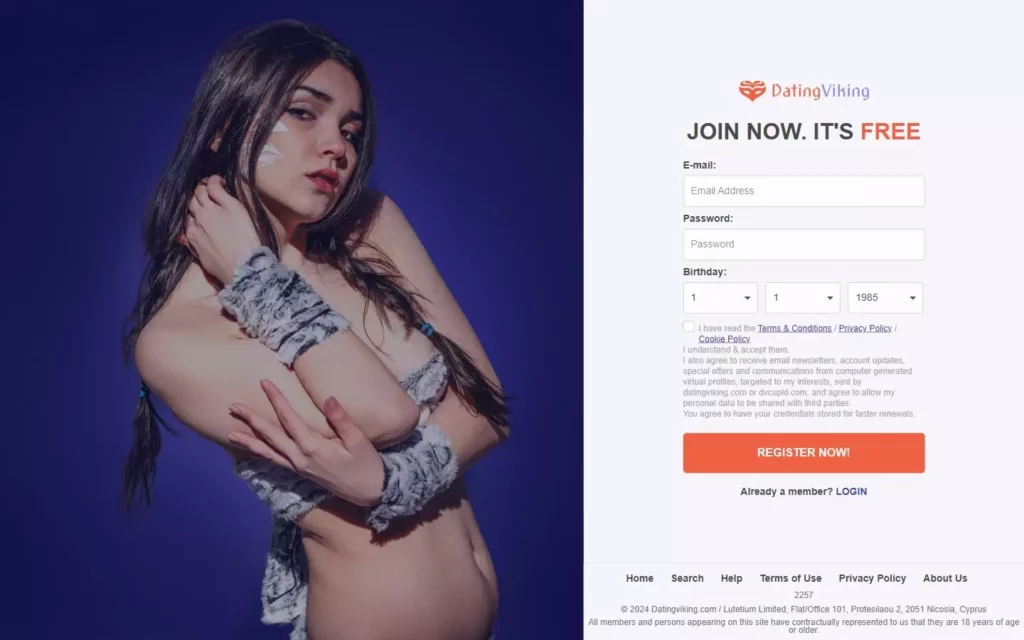 Review DatingViking.com landing page