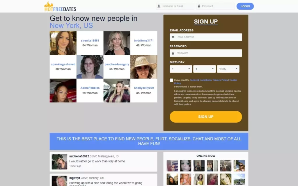 Review HotFreeDates.com landing page