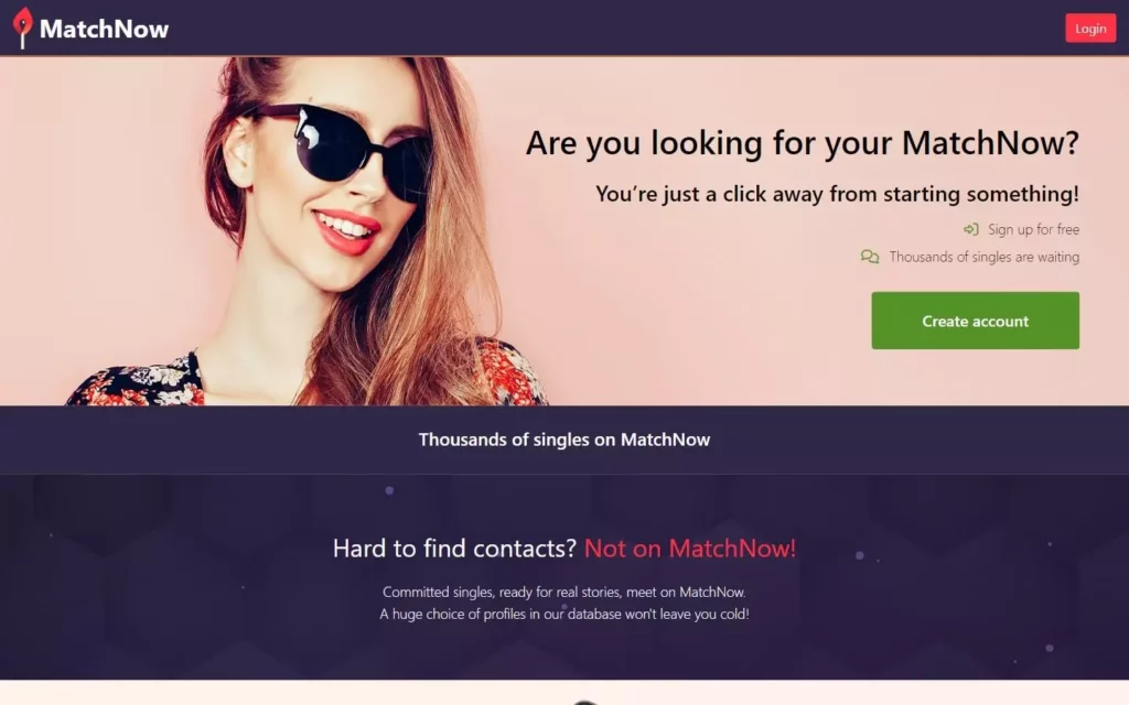 Review MatchNow.net landing page