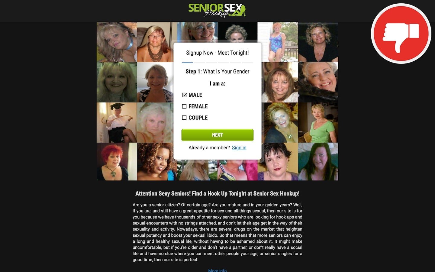 Review SeniorSexHookup.com scam experience
