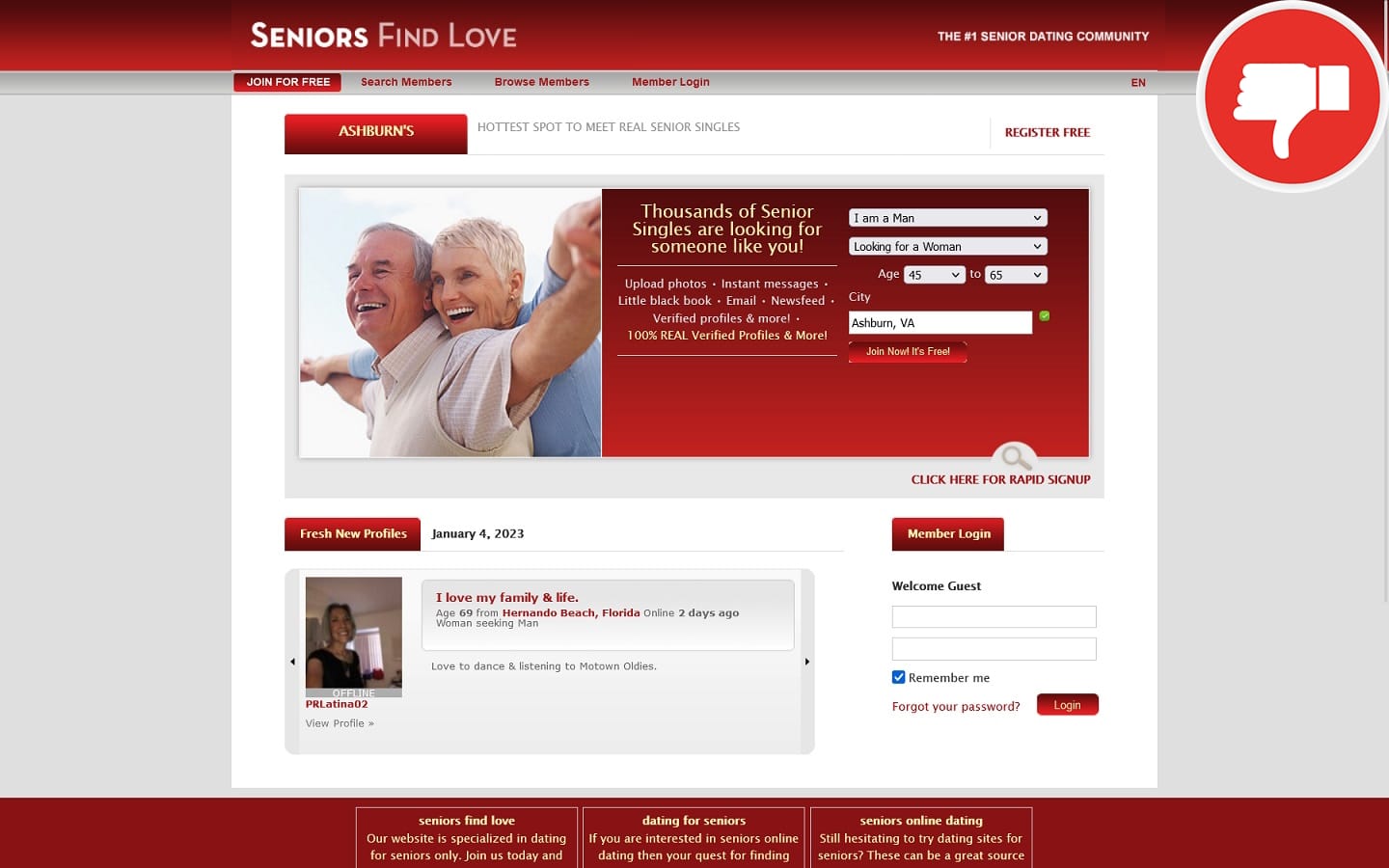 Review SeniorsFindLove.com scam experienc