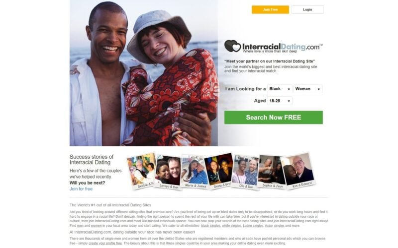 Review InterracialDating.com landing page