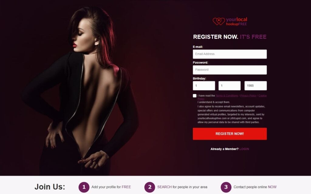 Review YourLocalHookupFree.com landing page