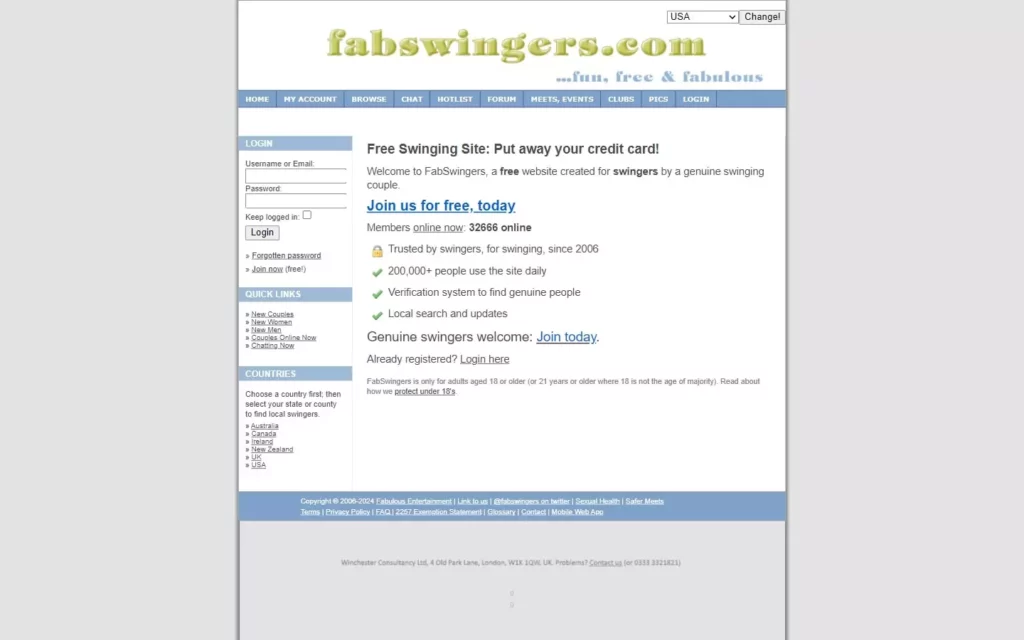 Review FabSwingers.com landing page