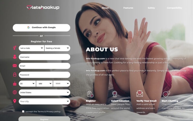 Review Lets-HookUp.com Landingpage
