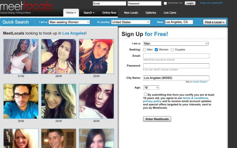 Review MeetLocals.com landing page