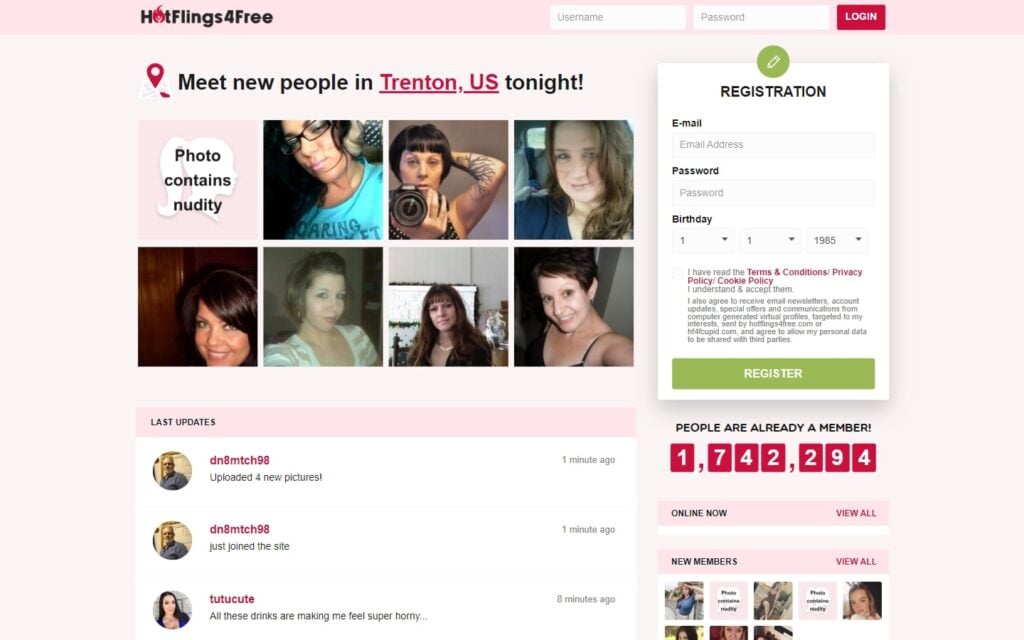 Review HotFlings4Free.com landing page