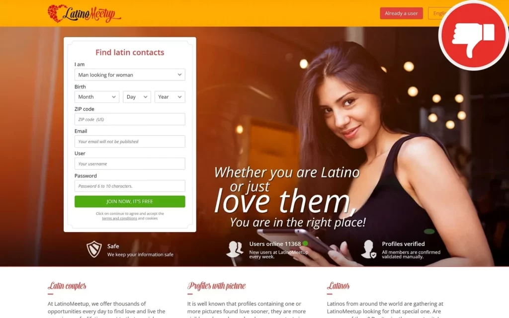 Review LatinoMeetUp.com scam experience