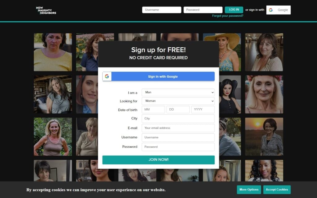 Review NewNaughtyNeighbors.com landing page