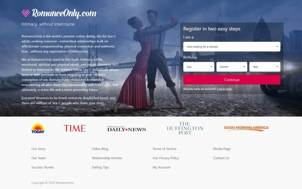 Review RomanceOnly.com landing page