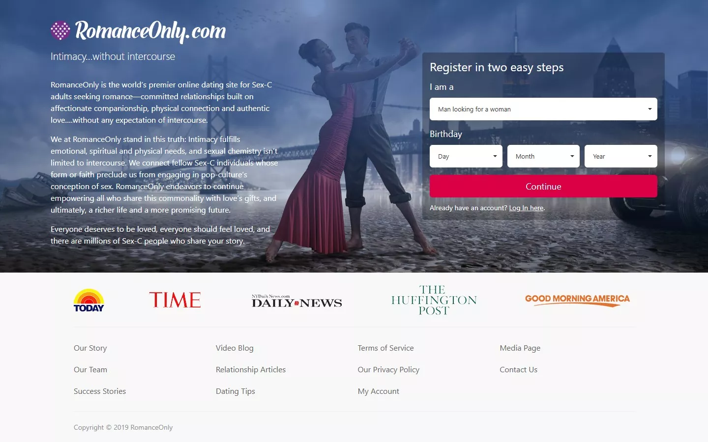 Review RomanceOnly.com landing page