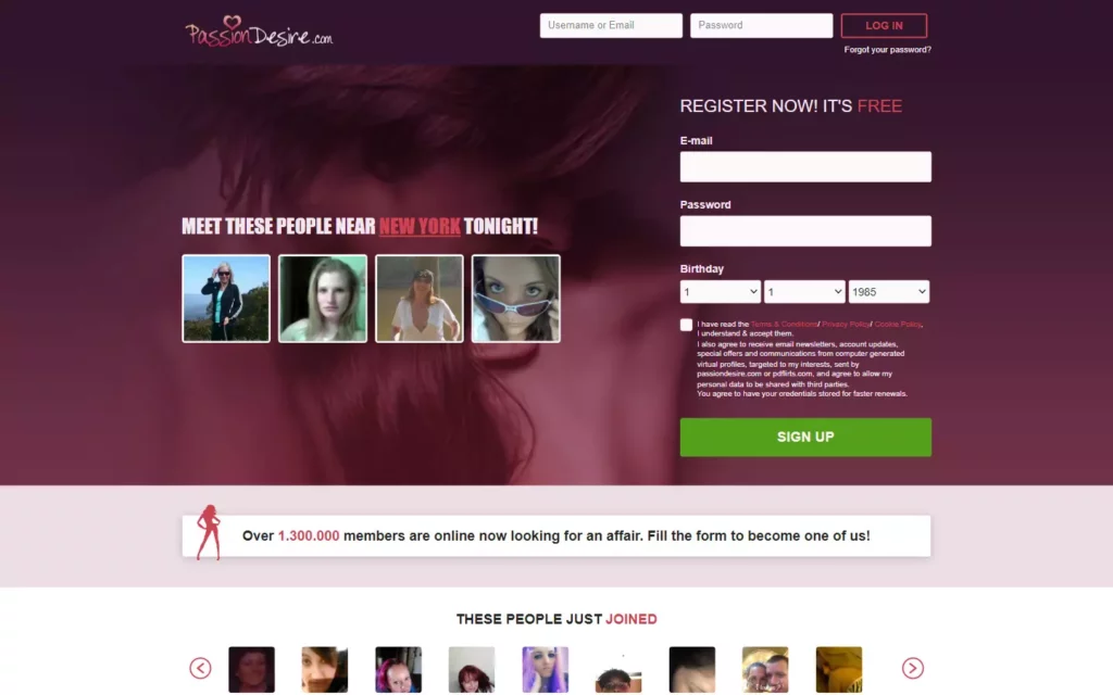 Review PassionDesire.com landing page